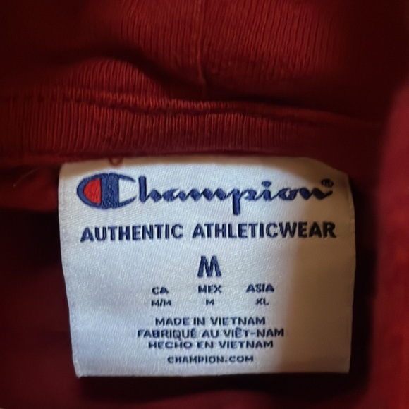 Mens dark red champion hoodie - Picture 2 of 2